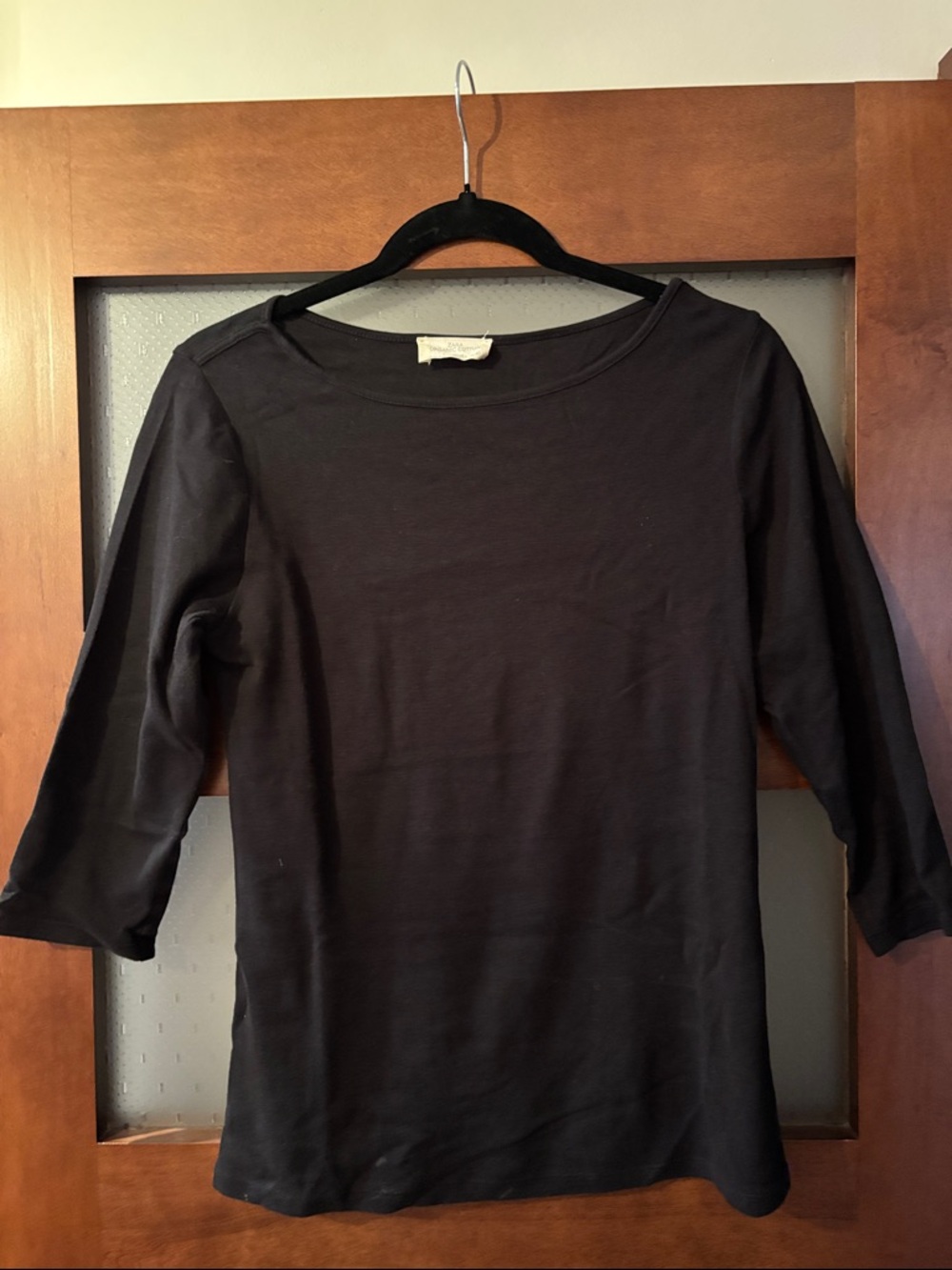 Zara Black Long Sleeve Boatneck Top